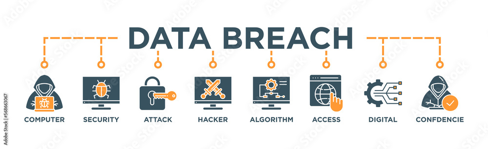 Data breach banner web icon vector illustration concept with icon of ...