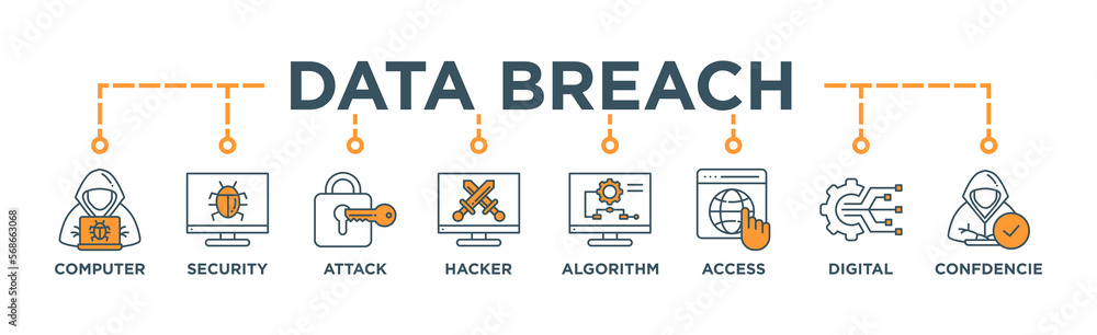 Data breach banner web icon vector illustration concept with icon of ...