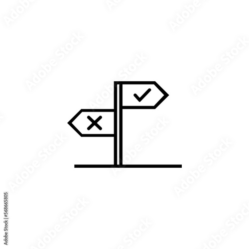 true or false vector or true or false direction illustration on white background. True or false vector illustration. Can be used for related content confused between right or wrong choice.
