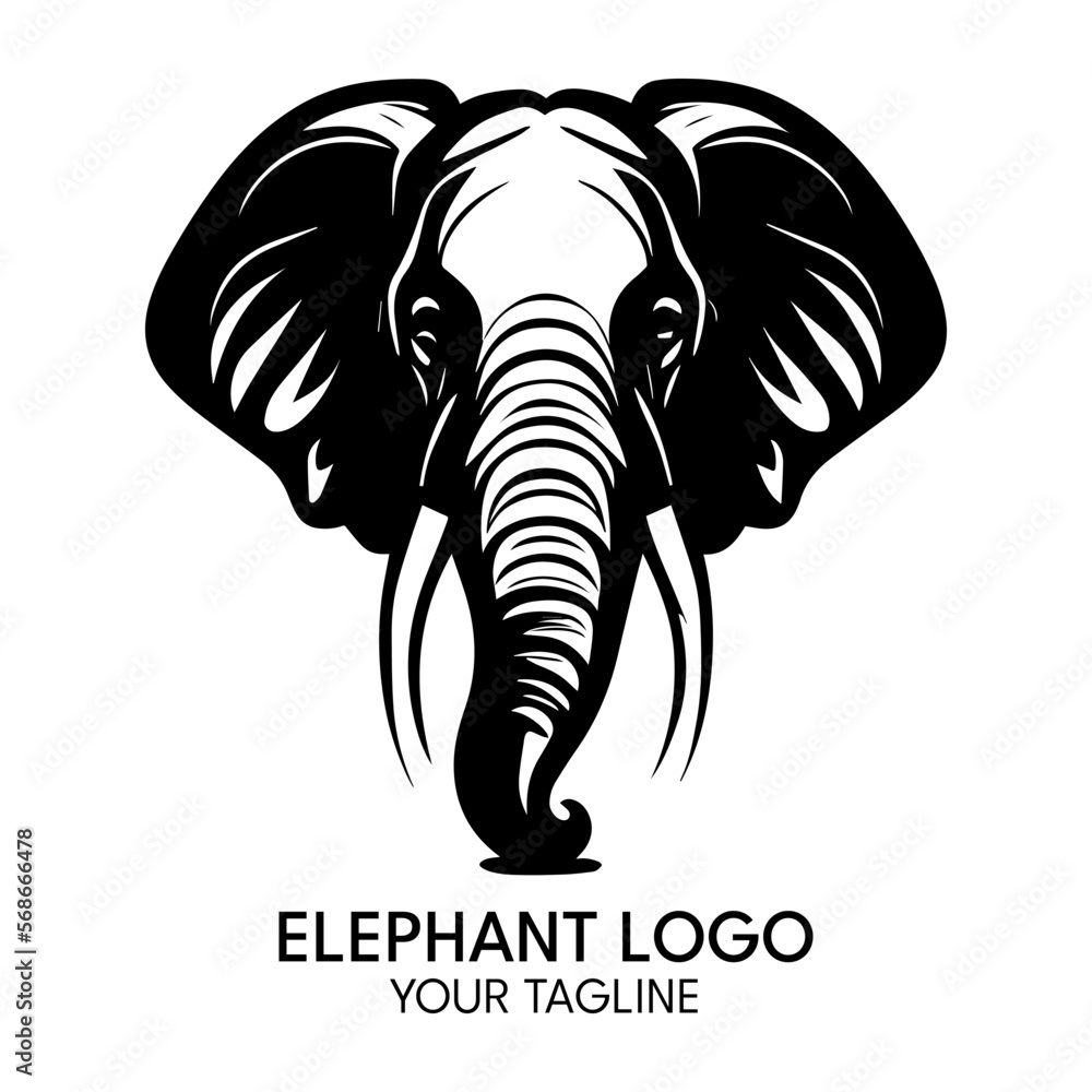 Fototapeta premium Silhouette art elephant logo, vector template