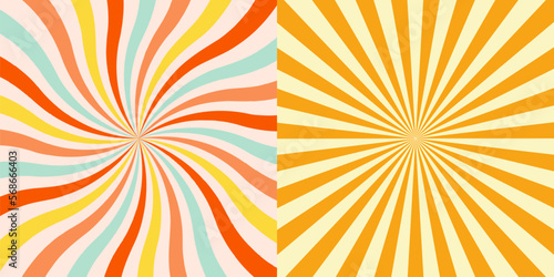 Groovy Background Retro 70s Style. Cute Abstract Vintage Texture Wallpaper. Hippie Wavy Vector Background. Colorful Fun Stripes in Retro 1970s Trendy Banner Design. Psychedelic Graphic Print 1960s.