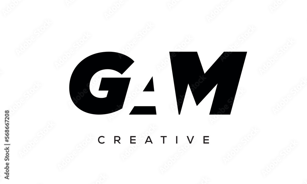 GAM letters negative space logo design. creative typography monogram vector GAM letters negative space logo design. creative typography monogram vector