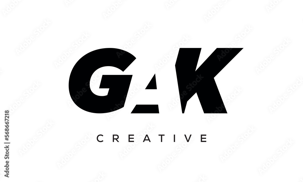 GAK letters negative space logo design. creative typography monogram vector GAK letters negative space logo design. creative typography monogram vector