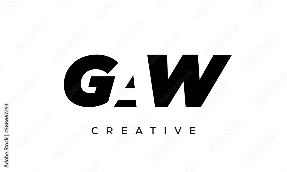 GAW letters negative space logo design. creative typography monogram vector GAW letters negative space logo design. creative typography monogram vector