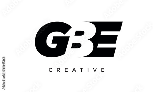 GBE letters negative space logo design. creative typography monogram vector