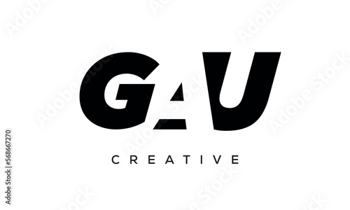 GBU letters negative space logo design. creative typography monogram vector