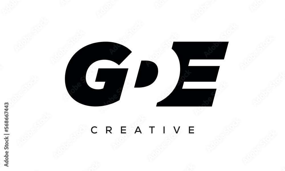 GDE letters negative space logo design. creative typography monogram vector GDE letters negative space logo design. creative typography monogram vector