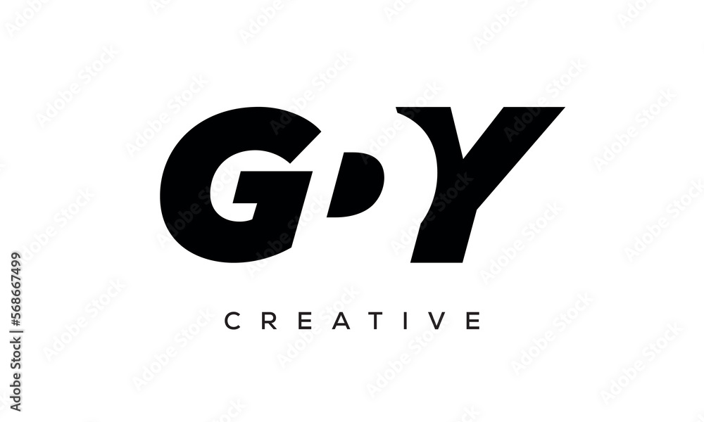 GDY letters negative space logo design. creative typography monogram vector - obrazy, fototapety, plakaty 