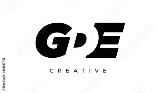 GDE letters negative space logo design. creative typography monogram vector