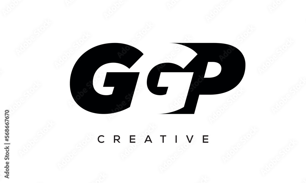 GGP letters negative space logo design. creative typography monogram vector