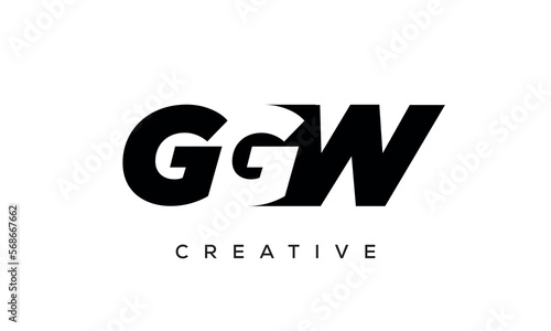 GGW letters negative space logo design. creative typography monogram vector