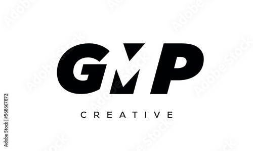 GMP letters negative space logo design. creative typography monogram vector