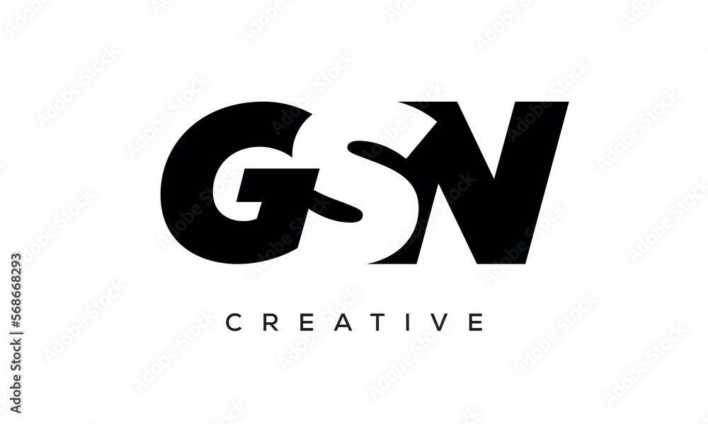 GSN letters negative space logo design. creative typography monogram vector GSN letters negative space logo design. creative typography monogram vector
