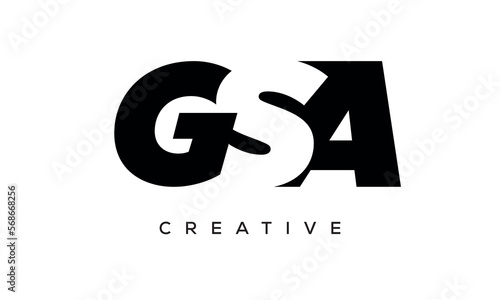 GSA letters negative space logo design. creative typography monogram vector