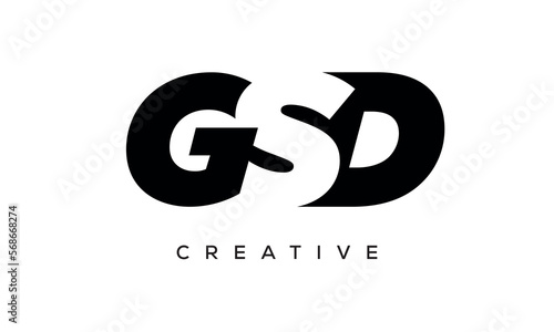 GSD letters negative space logo design. creative typography monogram vector