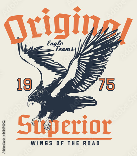 varsity vintage eagle original t shirt print