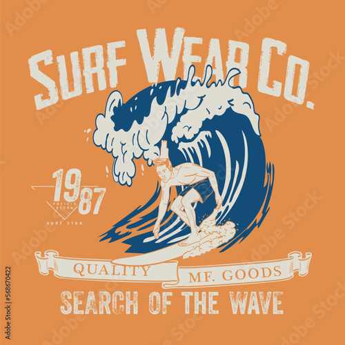 vector surf and paradise and surf rider boy illustration print 