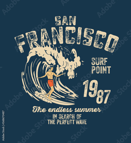 vector surf and paradise and surf rider boy illustration print 