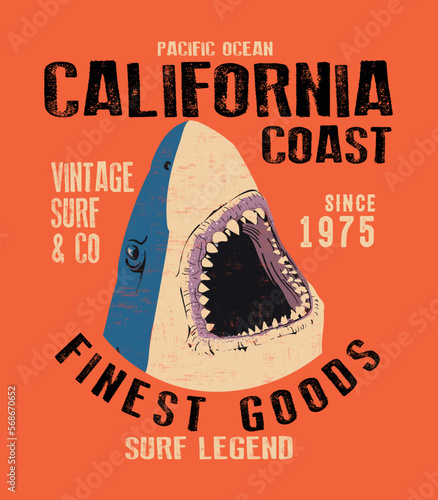 vector surf and paradise and shark silhouette print 