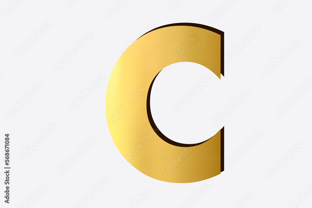 golden Alphabet C, isolated over white background golden Alphabet C, isolated over white background