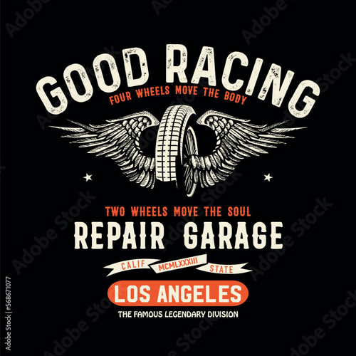motorcycle garage badge with the dirty texture