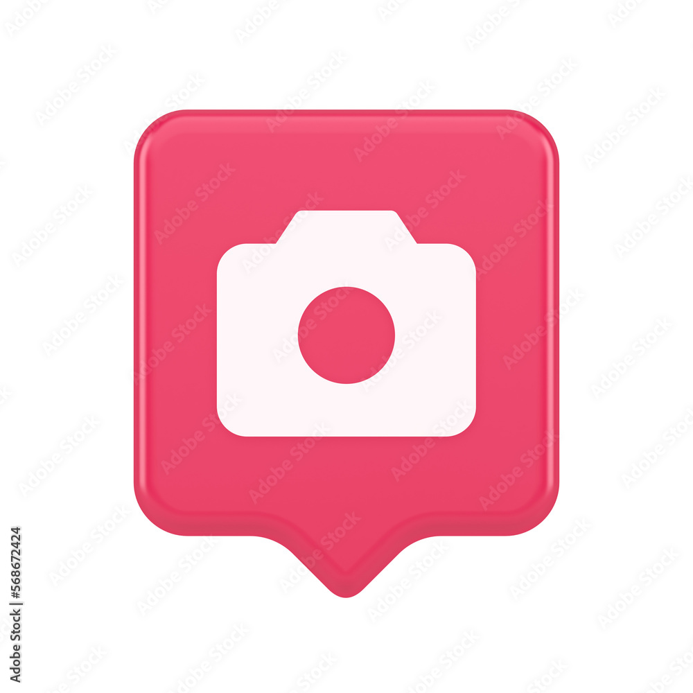 Camera multimedia application content creation digital button 3d realistic speech bubble icon Camera multimedia application content creation digital button 3d realistic speech bubble icon