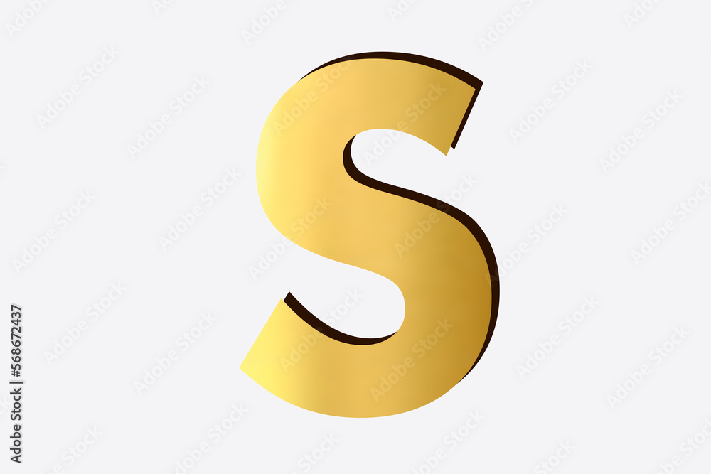 golden Alphabet S, isolated over white background golden Alphabet S, isolated over white background