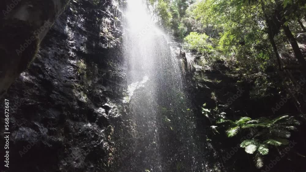 Beautiful Tranquil Serene Waterfall, Tilt Up Beautiful Tranquil Serene Waterfall, Tilt Up