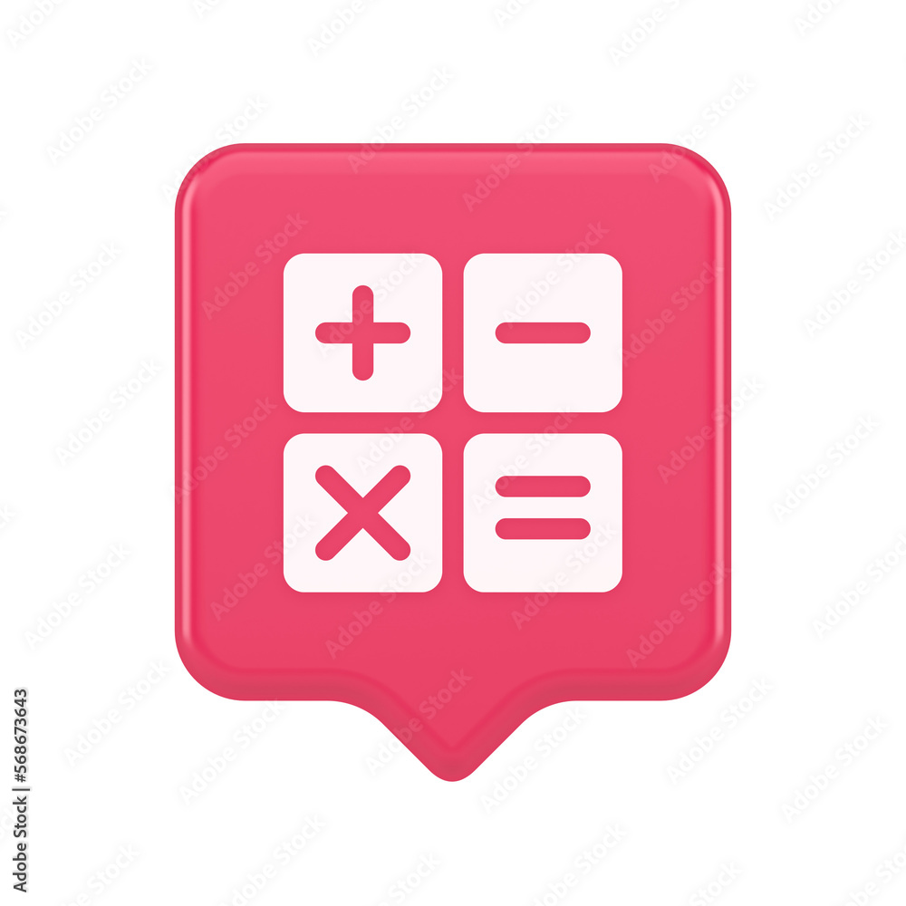 Calculator math counting button accounting balance mathematics financial keyboard 3d speech bubble icon Calculator math counting button accounting balance mathematics financial keyboard 3d speech bubble icon