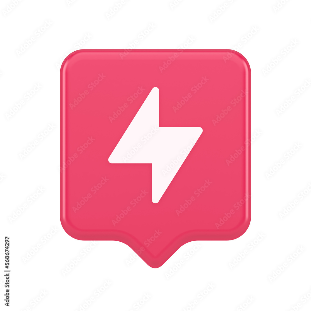 Charge power lightning button electricity thunderbolt arrow 3d realistic speech bubble icon Charge power lightning button electricity thunderbolt arrow 3d realistic speech bubble icon