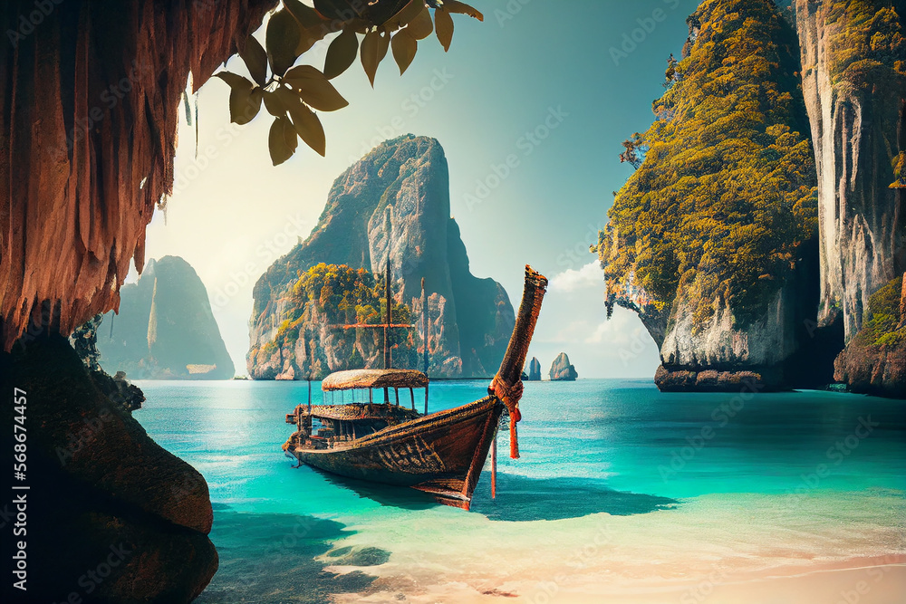 Wallpaper of thailand beach. Generative ai Stock Illustration | Adobe Stock