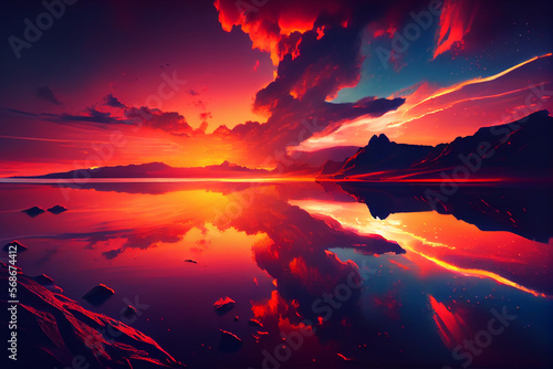 Wallpaper of a beautiful sunset scenery. Generative ai
