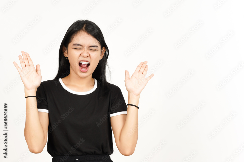 Shouting and Angry gesture Of Beautiful Asian Woman Isolated On White Background Shouting and Angry gesture Of Beautiful Asian Woman Isolated On White Background