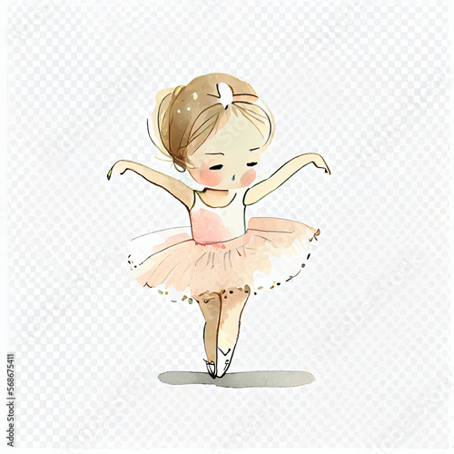 Watercolor illustration of a cute ballerina. Generative ai