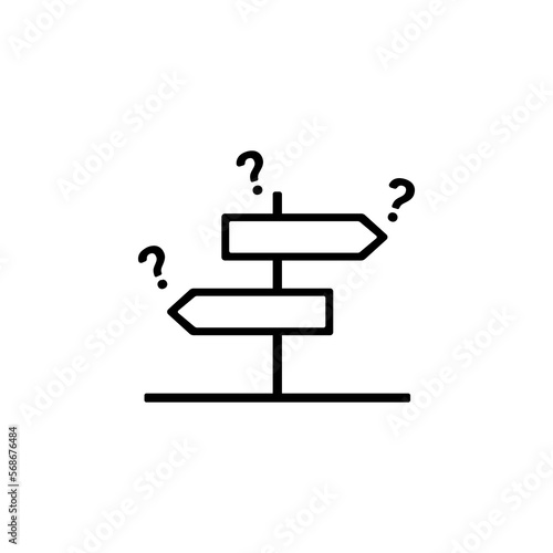 lost direction icon or lost direction symbol vector on white background. Signboard symbol lost direction needing a hint. Perfect for confused icons on any kind of design.