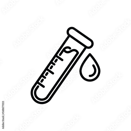 Blood test thin line icon. Test tube with a drop of blood. Laboratory analysis or medical research. Vector illustration.