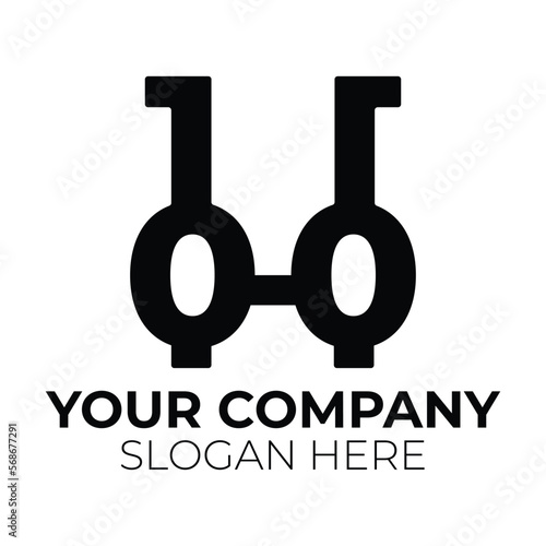 Letter h eyeglasses logo design template