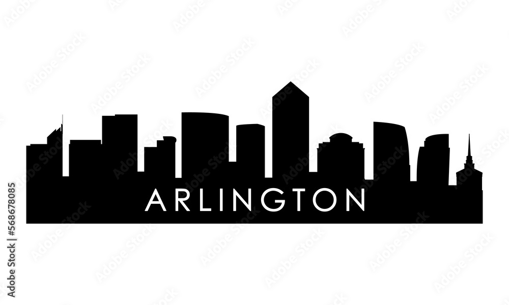 Arlington, Virginia skyline silhouette. Black Baton Rouge city design isolated on white background.