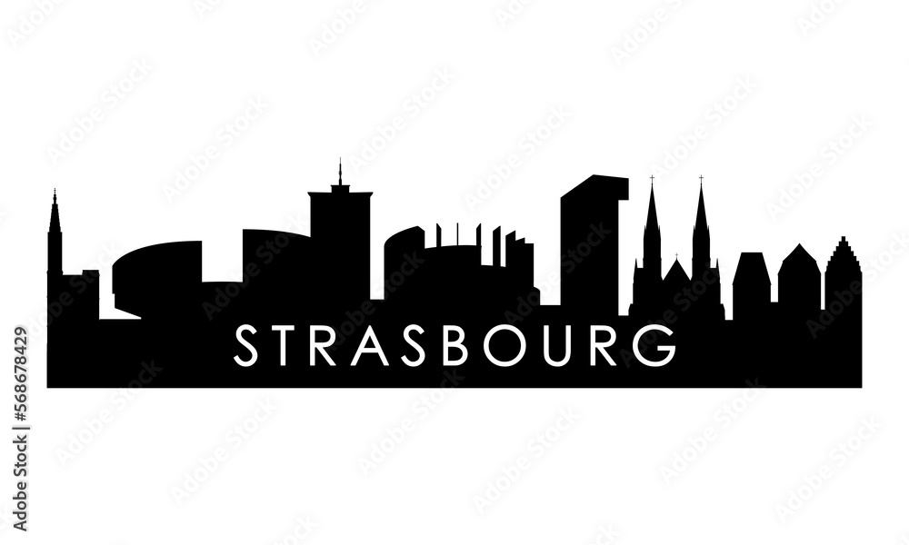 Strasbourg skyline silhouette. Black Baton Rouge city design isolated on white background.