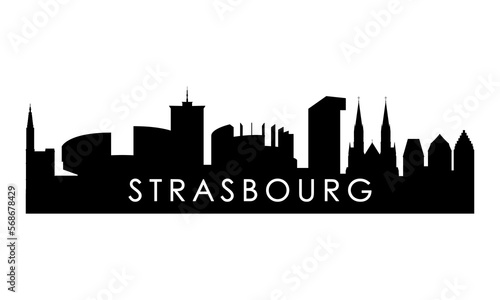 Strasbourg skyline silhouette. Black Baton Rouge city design isolated on white background.