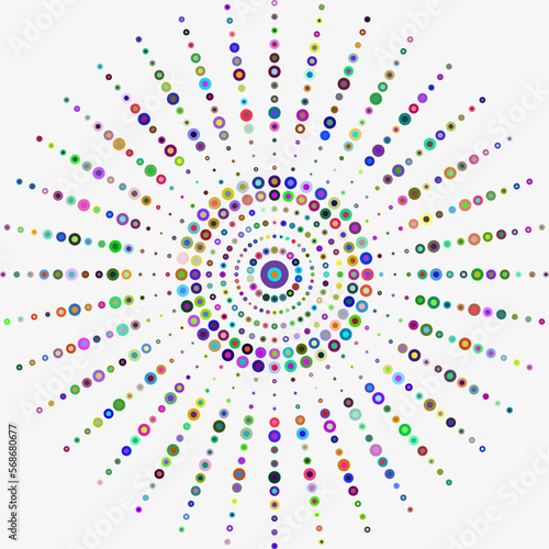 Vector polka dot pattern with colorful circles on a white