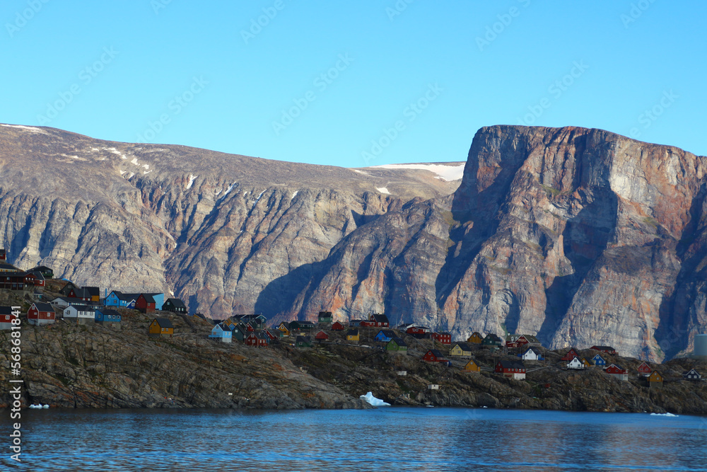 View of the coast of the Greenlandic town of Uummannaq 