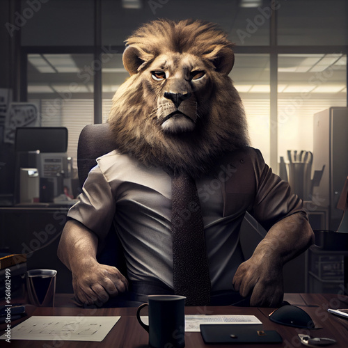 lion boss businessman in business suit photo