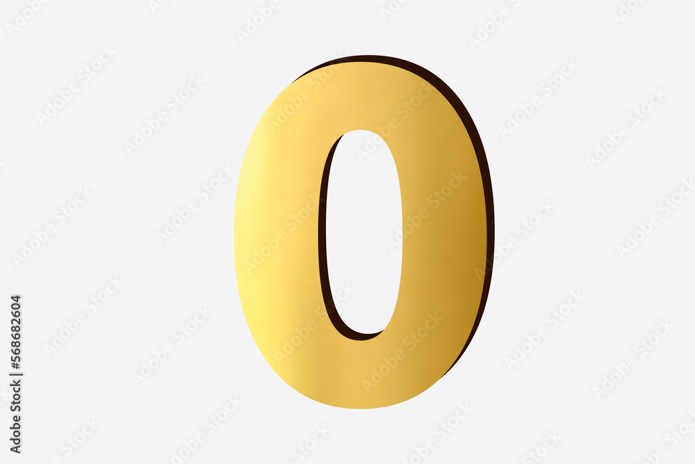 golden number zero simple isolated over white background golden number zero simple isolated over white background