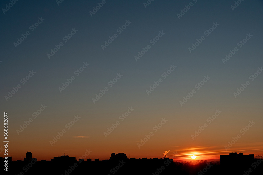 sunset over city, beautiful landscape sunset over city, beautiful landscape