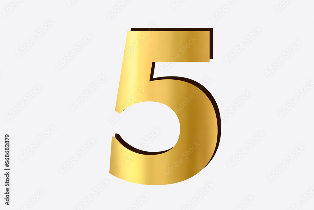 golden number five simple isolated over white background golden number five simple isolated over white background