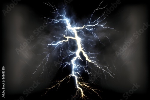 thunder,a lightning bolt on a black background, a digital rendering, shock art created by generative ai