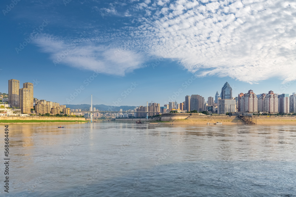 Chongqing city FuLing district against a blue sky