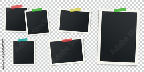 Realistic Picture Frame Templates - Different Vector Illustrations Isolated On Transparent Background
