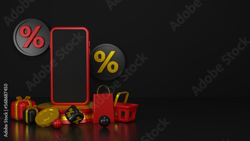 3d render of phone mockup black friday special offer for banner template